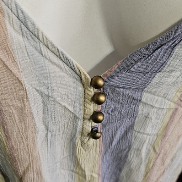 a.n.a Vneck Striped Tank top Pastel colors Size 3X - Picture 7 of 11